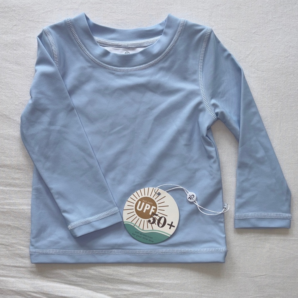 NWT Baby Rashguard 6-12m Swim light blue UPF 50+